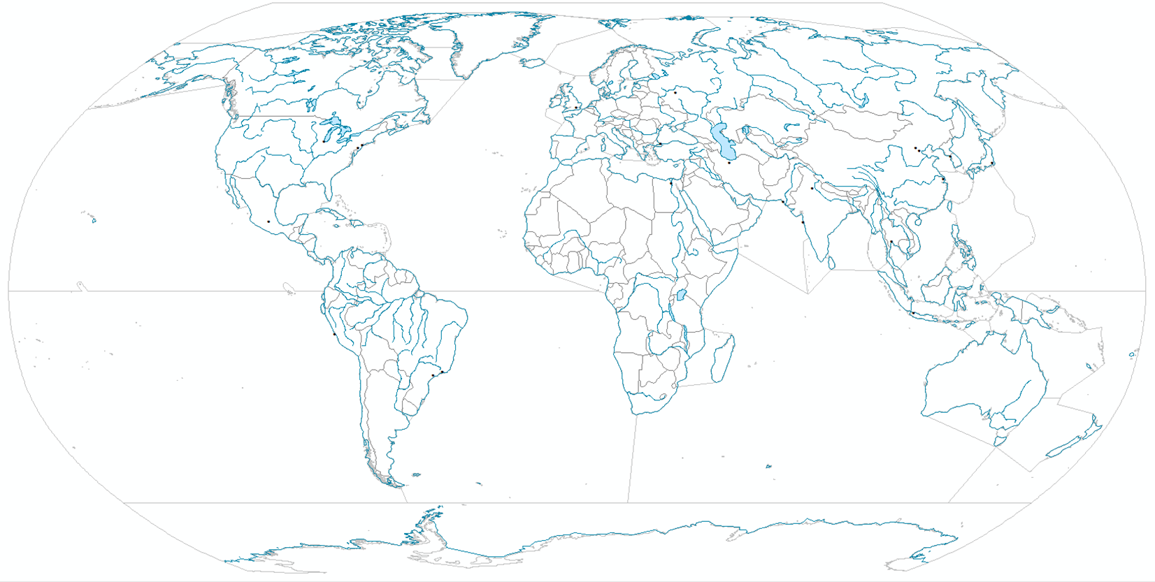 Границы океанов на картографическом изображении